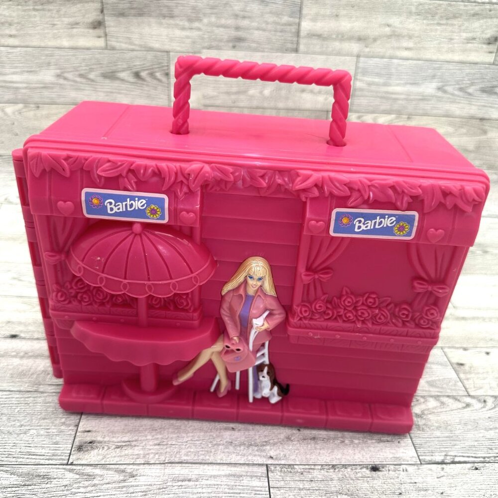 Vintage 1999 Mattel Small Barbie Pink Doll Trunk Carry Case